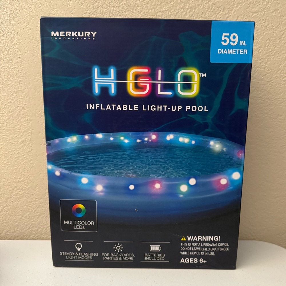 HGlo Inflatable LED 3-Ring Pool 59" Diameter